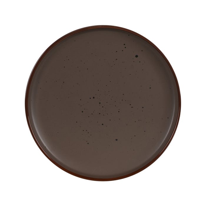 Plato Postre Marrón Stoneware Cocina 20,50 X 20,50 X 2,50 Cm