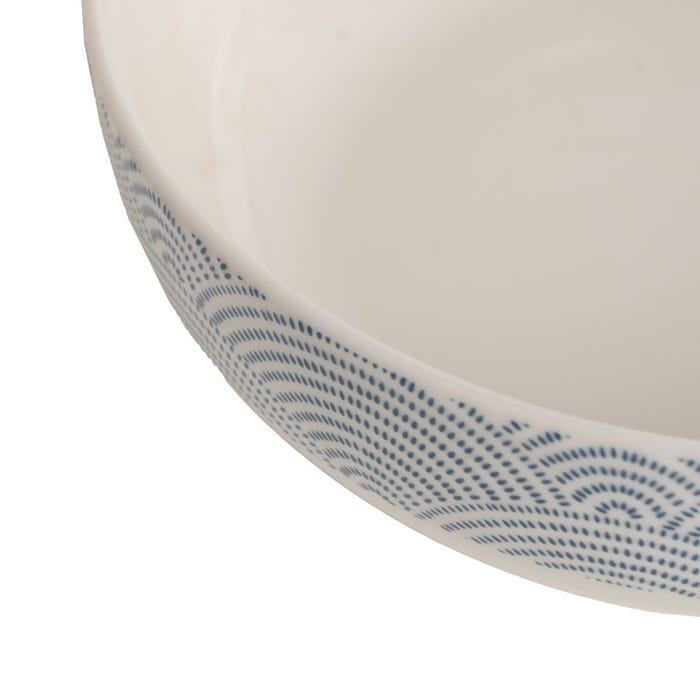Oriental Deep Plate White-Blue 18.50 X 18.50 X 6 Cm