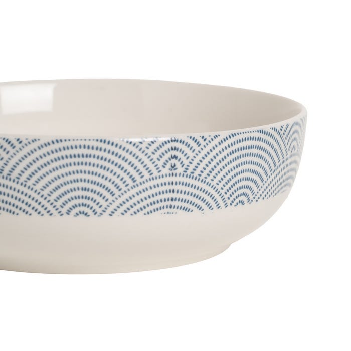 Plato Hondo Oriental Blanco-Azul 18,50 X 18,50 X 6 Cm