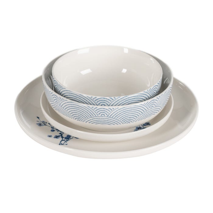 Plato Llano Oriental Blanco-Azul 26,50 X 26,50 Cm