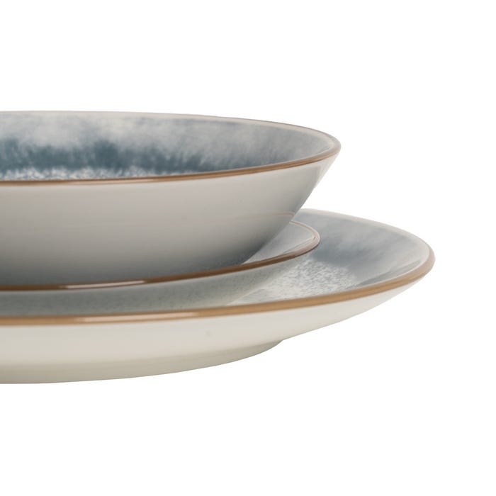 Vajilla 18 Piezas Azul Porcelana Cocina 1 Cm