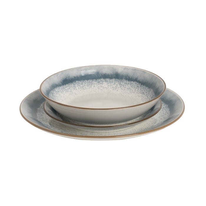 Vajilla 18 Piezas Azul Porcelana Cocina 1 Cm