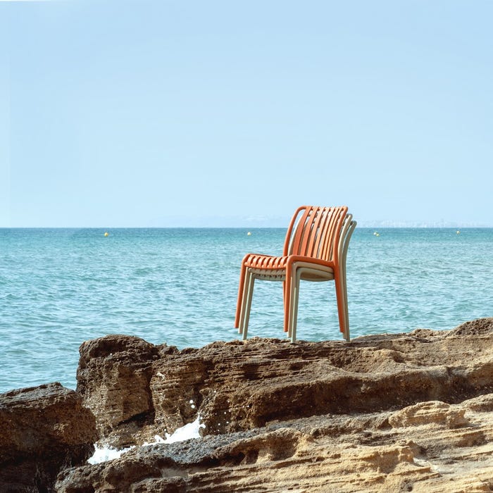 Beige Outdoor Polypropylene Chair 50 X 58 X 80 Cm