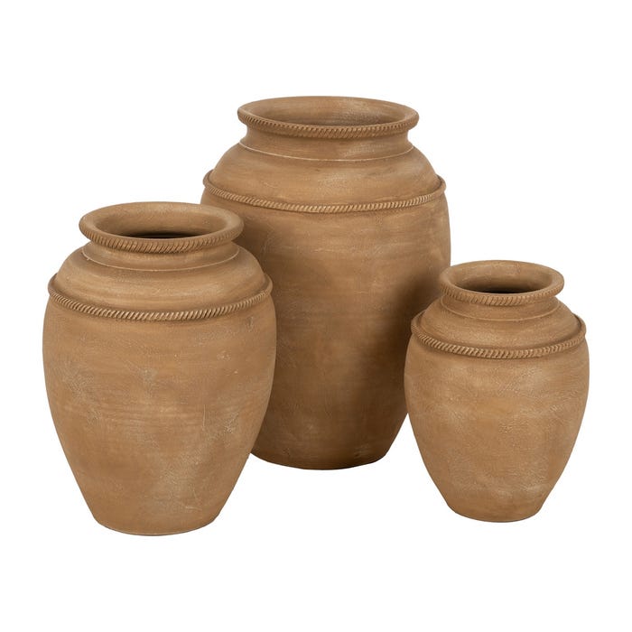 Jarra decorativa de cerâmica bege 27 x 27 x 37 cm