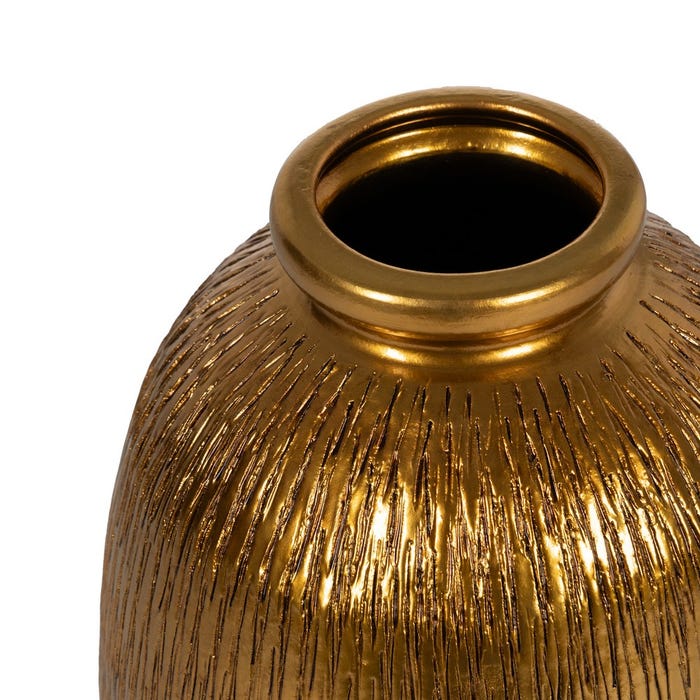 Vaso Dourado Cerâmico Decoração 25 X 25 X 60 Cm