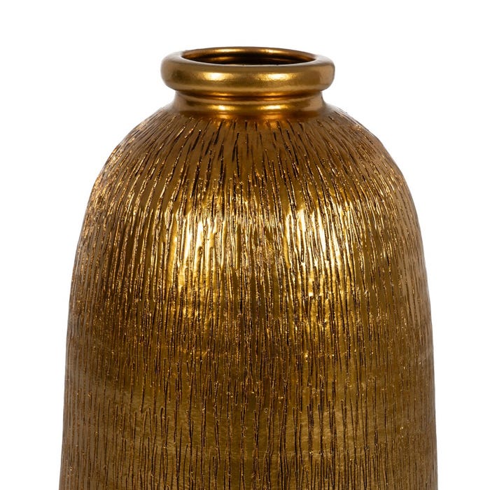 Vaso Dourado Cerâmico Decoração 25 X 25 X 60 Cm