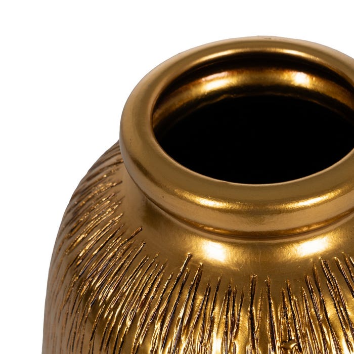 Vaso Dourado Cerâmico Decoração 23 X 23 X 40 Cm