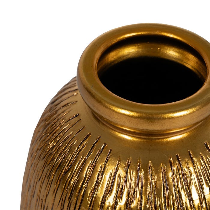 Vaso Dourado Cerâmico Decoração 21 X 21 X 30 Cm