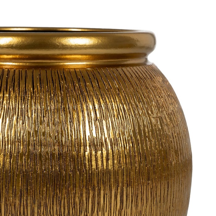 Macetero Oro Cerámica Decoración 38 X 38 X 40 Cm