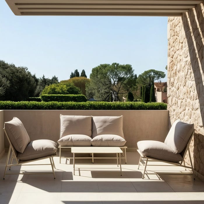 Conjunto de jardim externo de aço bege 1 cm