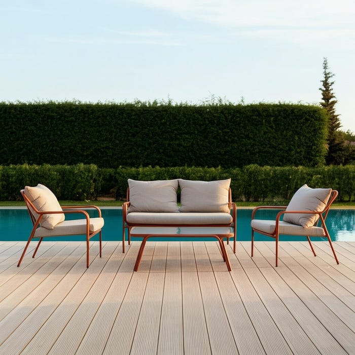 Conjunto de jardim externo de aço terracota 1 cm