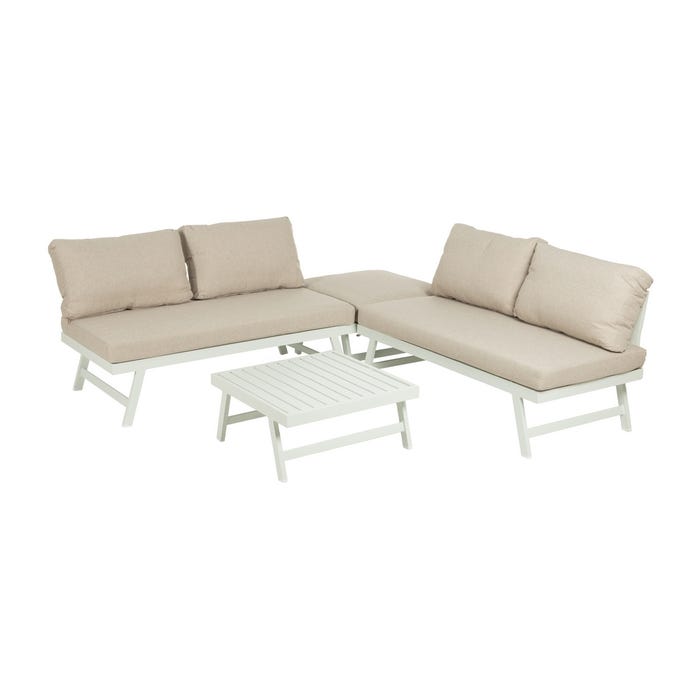Conjunto de jardim de alumínio bege e branco de 1 cm