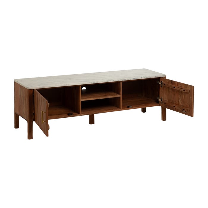Mueble Tv Natural Acacia Salón 141 X 41 X 45 Cm