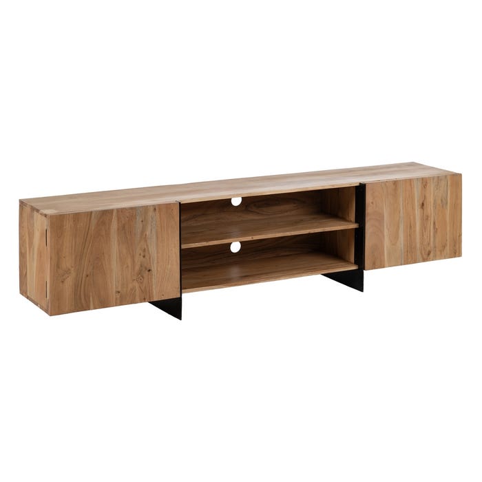 Mueble Tv Natural Madera De Acacia Salón 200 X 40 X 50 Cm
