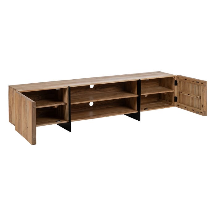 Mueble Tv Natural Madera De Acacia Salón 200 X 40 X 50 Cm