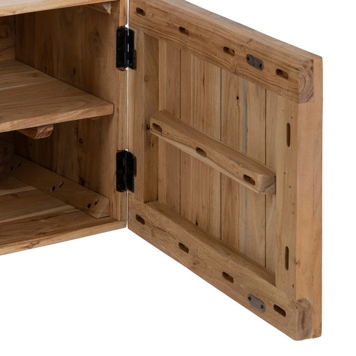 Mueble Tv Natural Madera De Acacia Salón 200 X 40 X 50 Cm