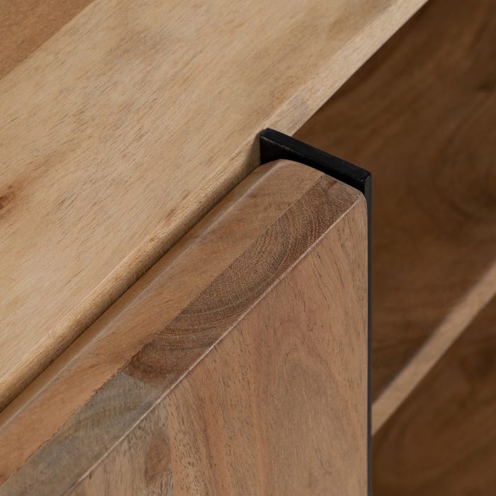 Mueble Tv Natural Madera De Acacia Salón 200 X 40 X 50 Cm