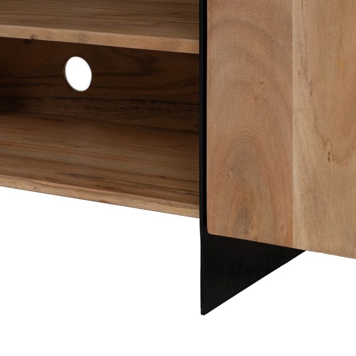 Mueble Tv Natural Madera De Acacia Salón 200 X 40 X 50 Cm