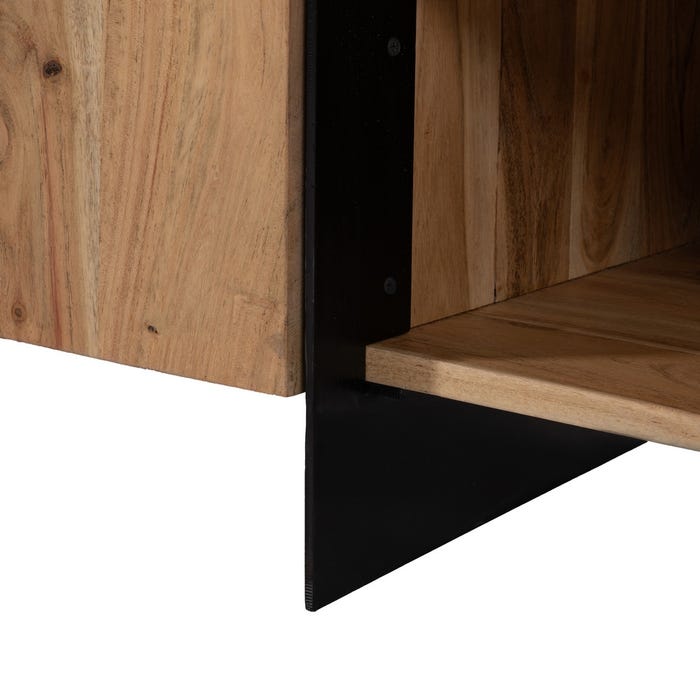 Mueble Tv Natural Madera De Acacia Salón 200 X 40 X 50 Cm