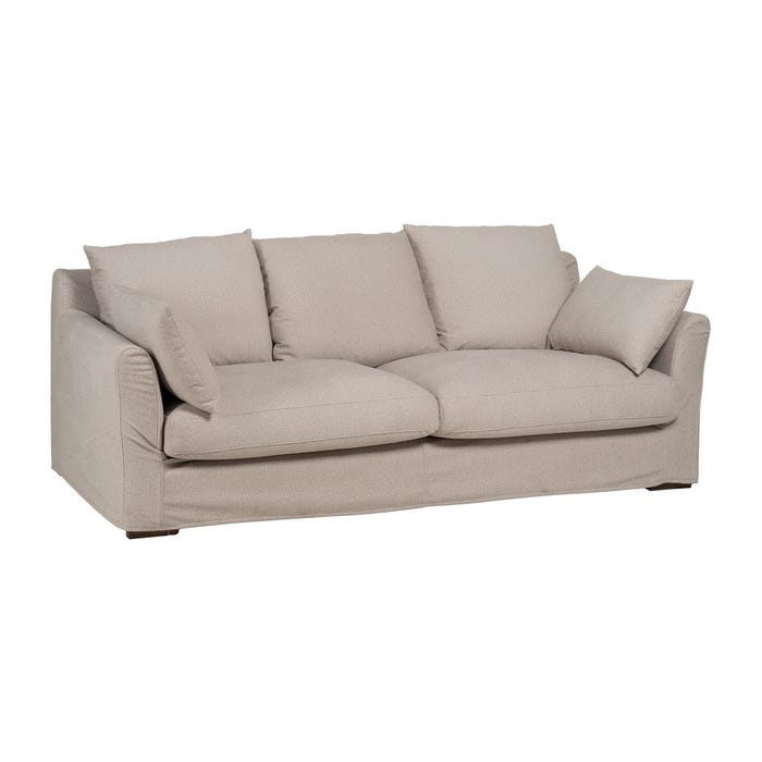 Sofá de tecido bege para sala de estar 245 x 102 x 100 cm