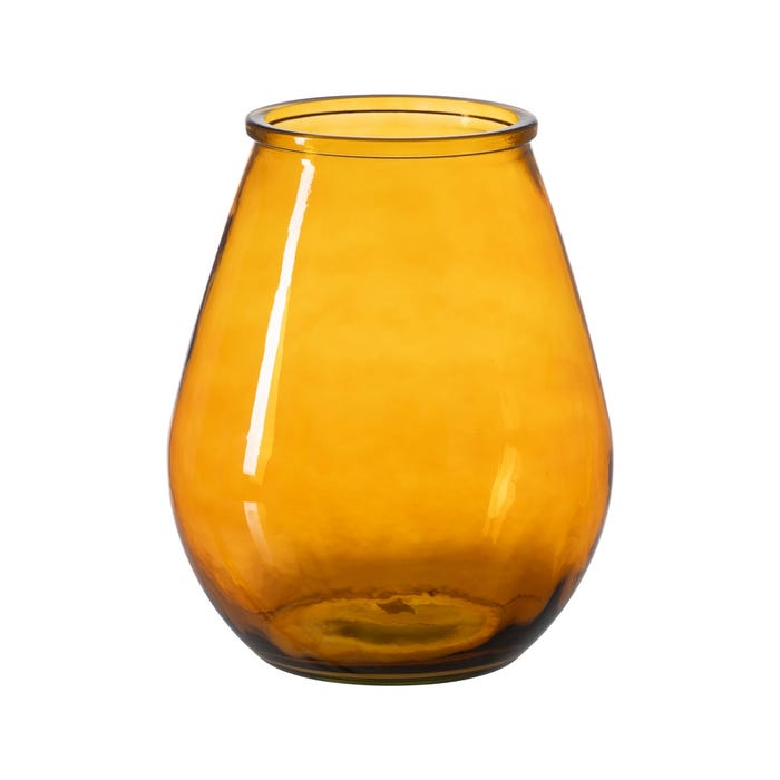 Porta-velas de vidro reciclado laranja 29 x 29 x 35,50 cm