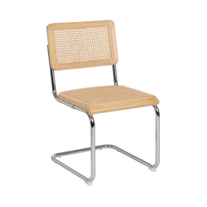 Cadeira de sala de estar em madeira natural e rattan 46 x 53 x 82,50 cm