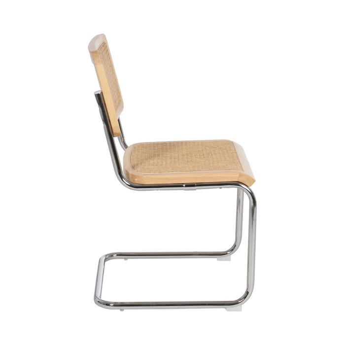 Cadeira de sala de estar em madeira natural e rattan 46 x 53 x 82,50 cm