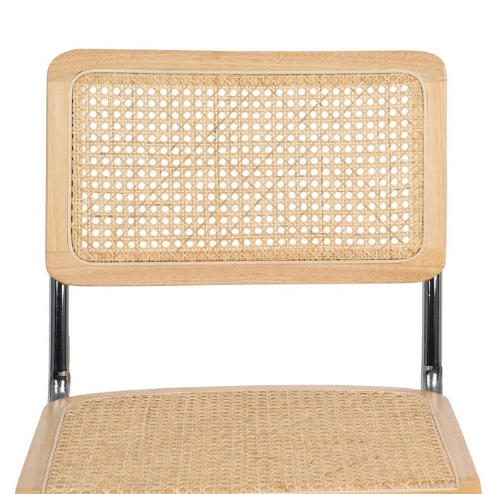 Cadeira de sala de estar em madeira natural e rattan 46 x 53 x 82,50 cm