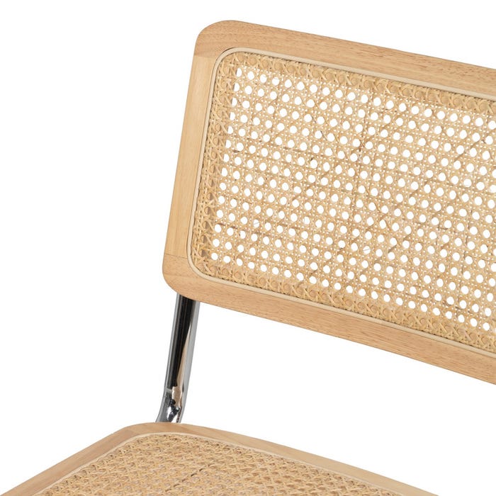 Cadeira de sala de estar em madeira natural e rattan 46 x 53 x 82,50 cm