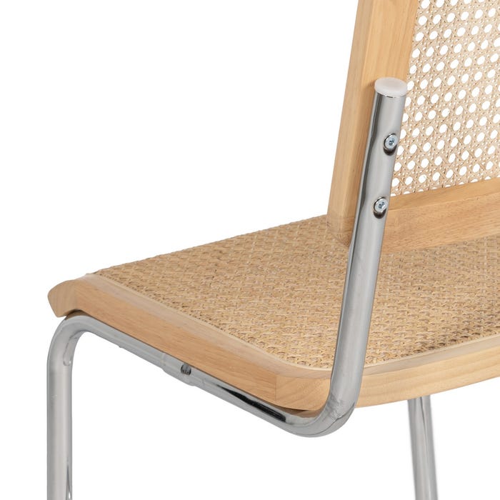 Cadeira de sala de estar em madeira natural e rattan 46 x 53 x 82,50 cm