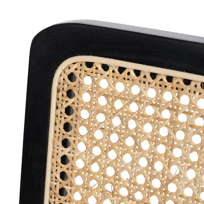 Cadeira de sala de estar em madeira natural preta e rattan 46 x 53 x 82,50 cm