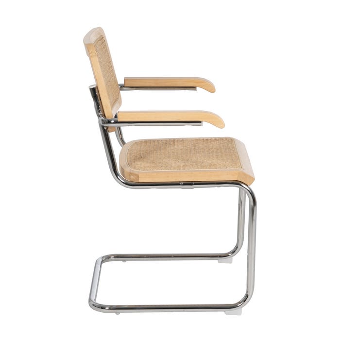 Cadeira de sala de estar em madeira natural e rattan 61,50 x 53 x 82,50 cm