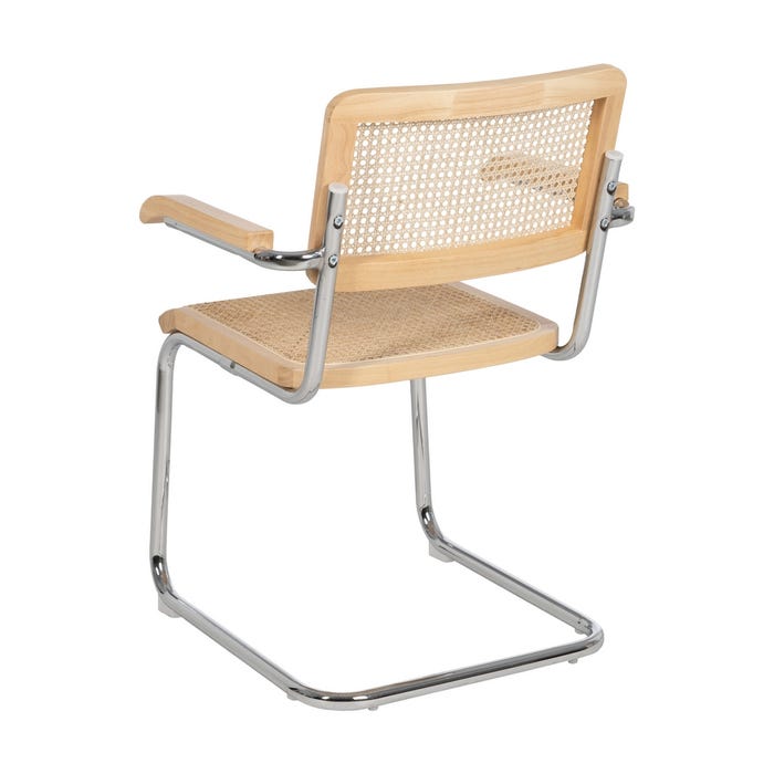 Cadeira de sala de estar em madeira natural e rattan 61,50 x 53 x 82,50 cm