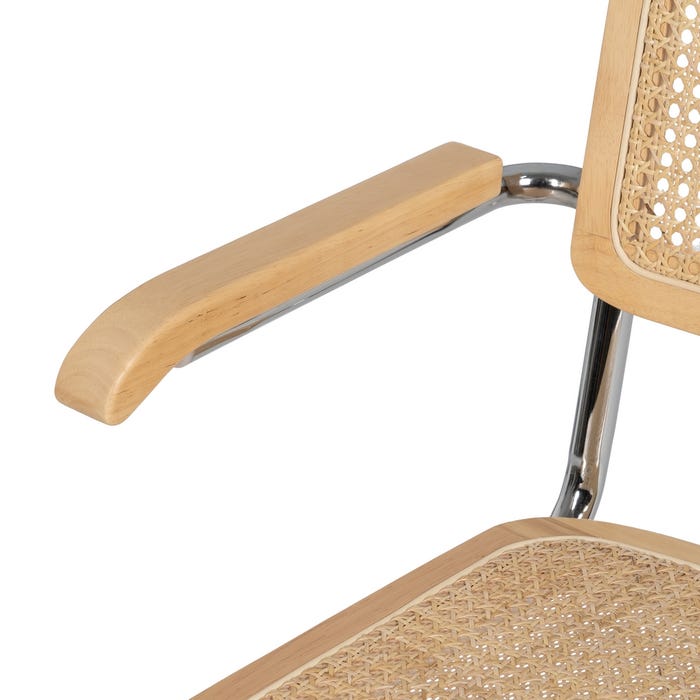 Cadeira de sala de estar em madeira natural e rattan 61,50 x 53 x 82,50 cm