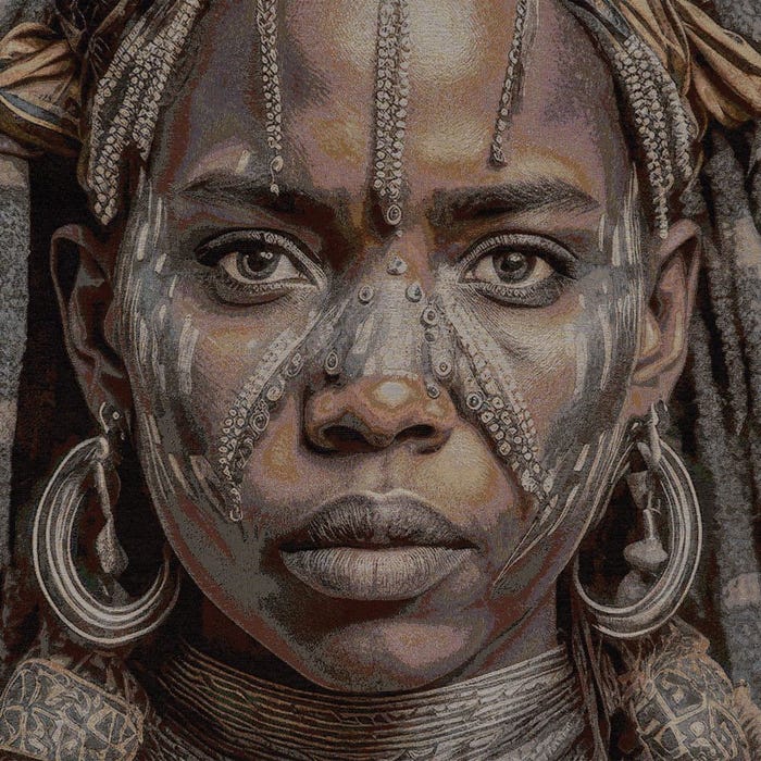 Cuadro Africana Tejido Decoración 133 X 180 Cm