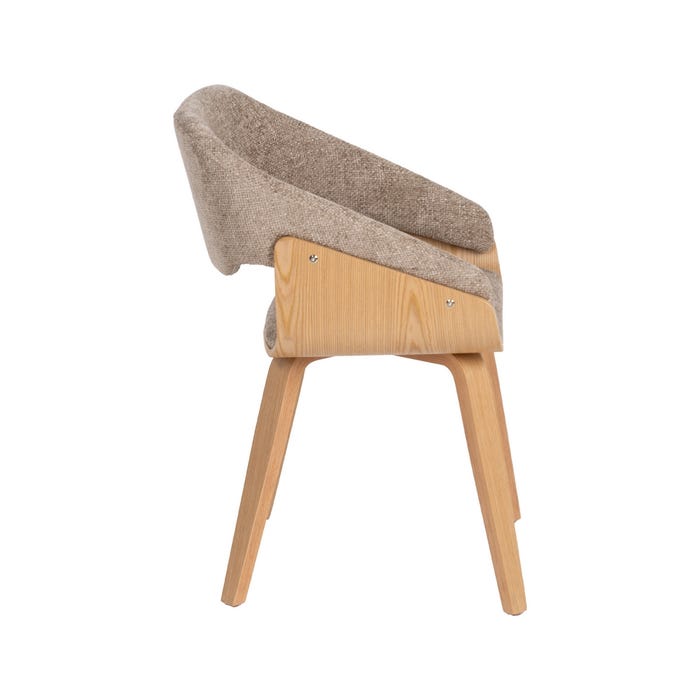 Beige-Brown Fabric-Wood Chair 51 X 55 X 75 Cm