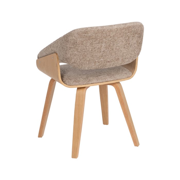 Beige-Brown Fabric-Wood Chair 51 X 55 X 75 Cm