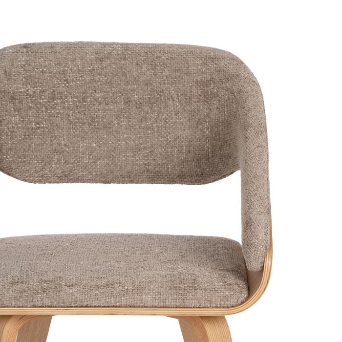 Beige-Brown Fabric-Wood Chair 51 X 55 X 75 Cm