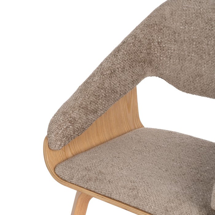 Beige-Brown Fabric-Wood Chair 51 X 55 X 75 Cm