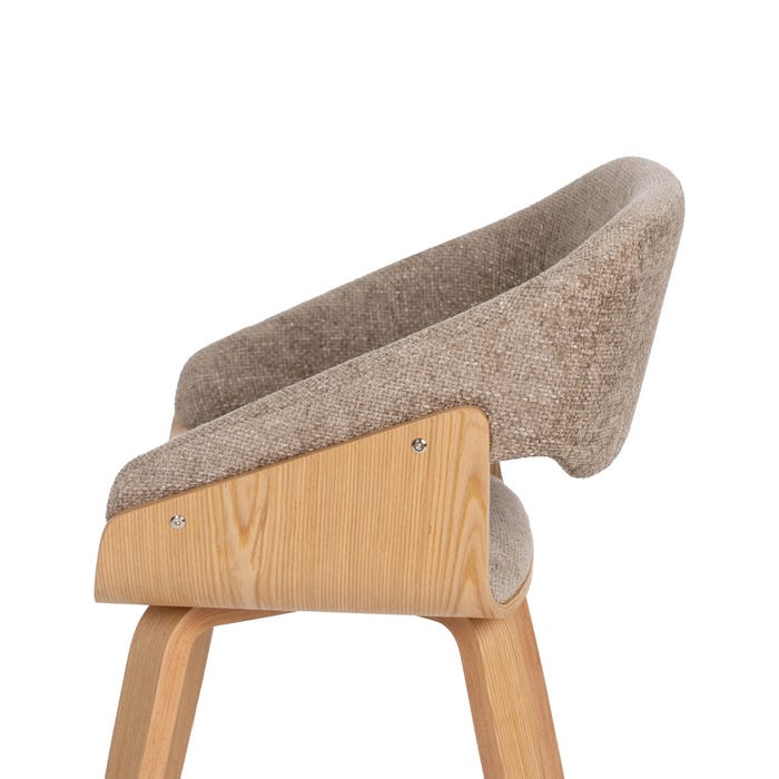 Beige-Brown Fabric-Wood Chair 51 X 55 X 75 Cm