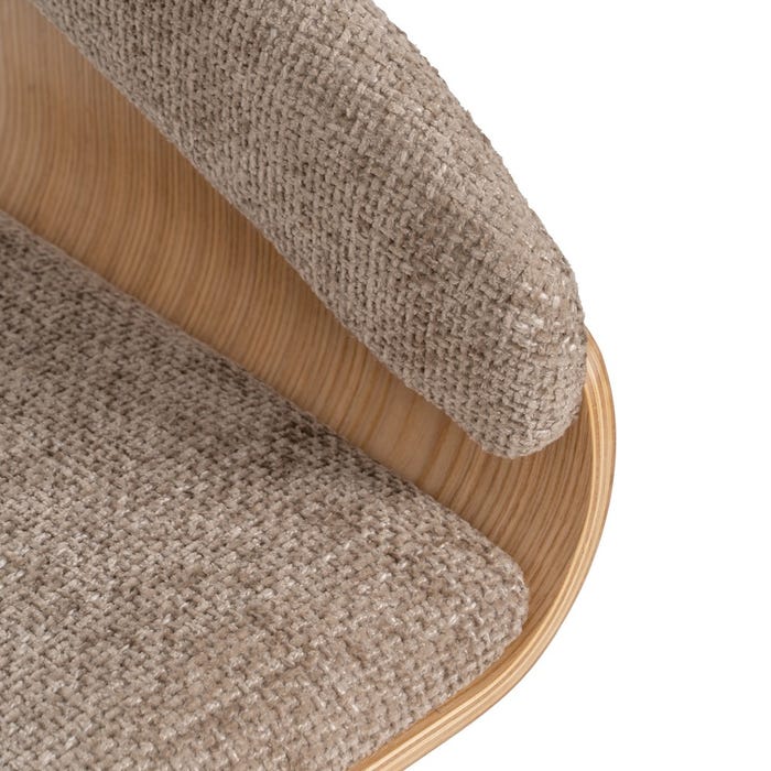 Beige-Brown Fabric-Wood Chair 51 X 55 X 75 Cm