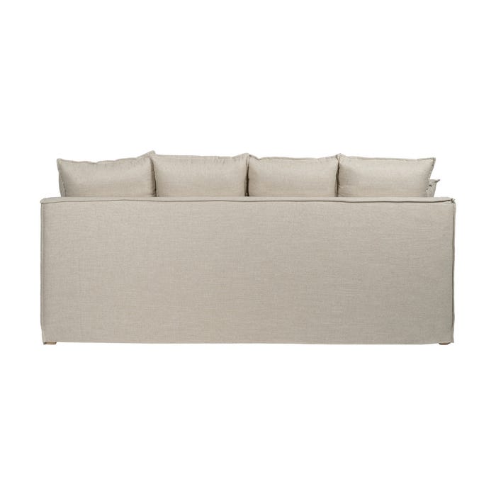 4-Seater Natural Fabric Sofa Living Room 220 x 100 x 91 cm