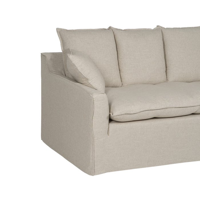 4-Seater Natural Fabric Sofa Living Room 220 x 100 x 91 cm