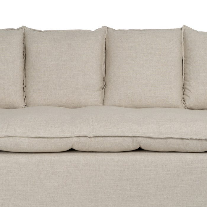 4-Seater Natural Fabric Sofa Living Room 220 x 100 x 91 cm