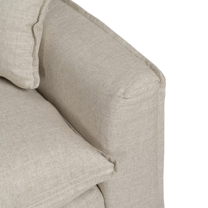 4-Seater Natural Fabric Sofa Living Room 220 x 100 x 91 cm