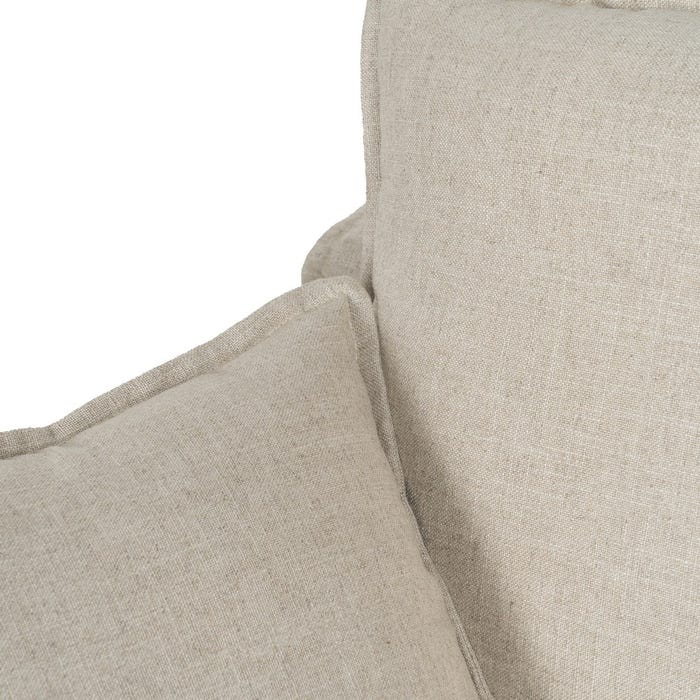 4-Seater Natural Fabric Sofa Living Room 220 x 100 x 91 cm