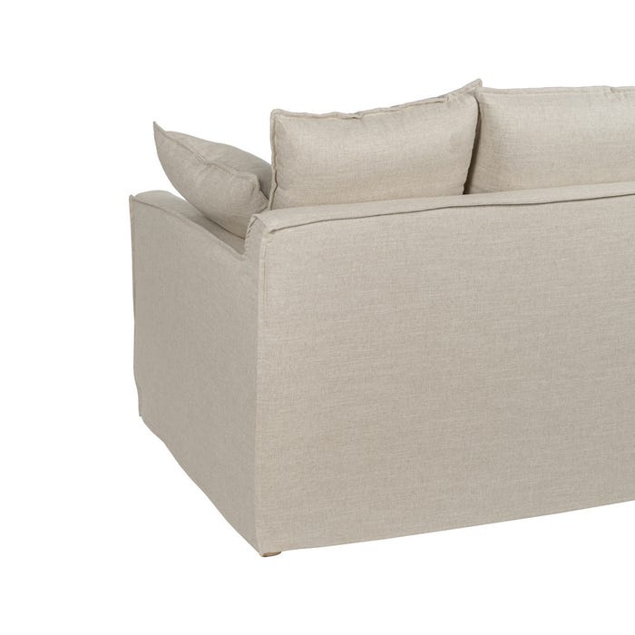4-Seater Natural Fabric Sofa Living Room 220 x 100 x 91 cm