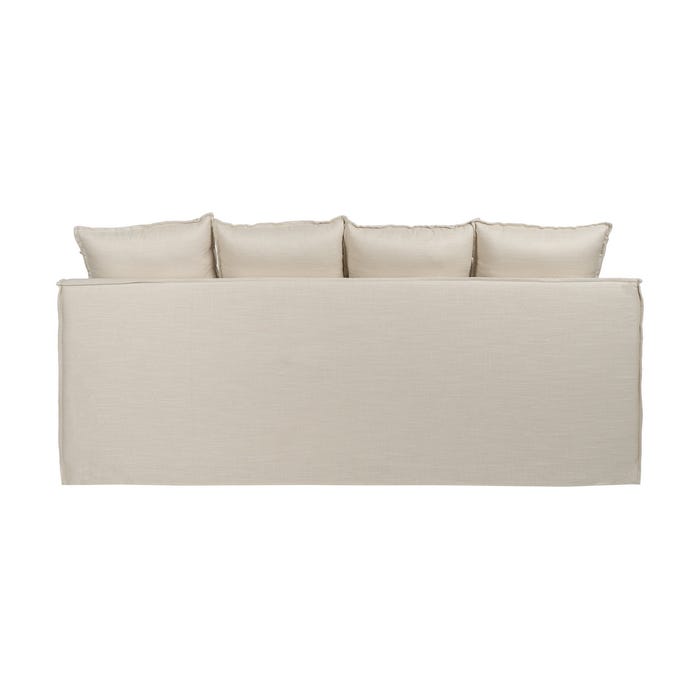 4 Seater Cream Fabric Sofa Living Room 220 X 100 X 91 Cm