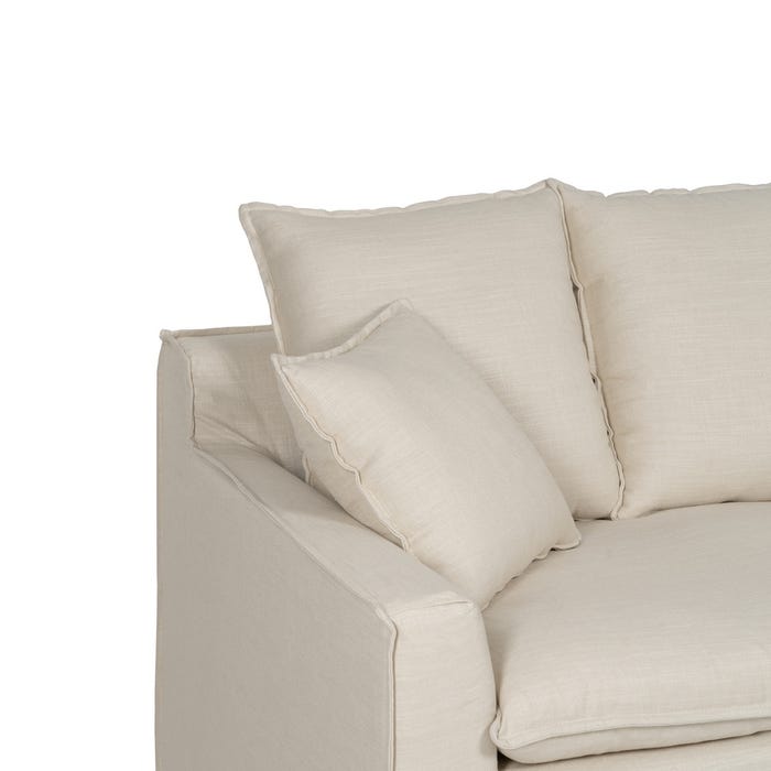 4 Seater Cream Fabric Sofa Living Room 220 X 100 X 91 Cm