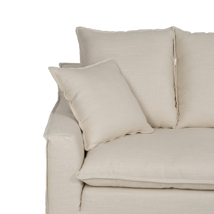 4 Seater Cream Fabric Sofa Living Room 220 X 100 X 91 Cm